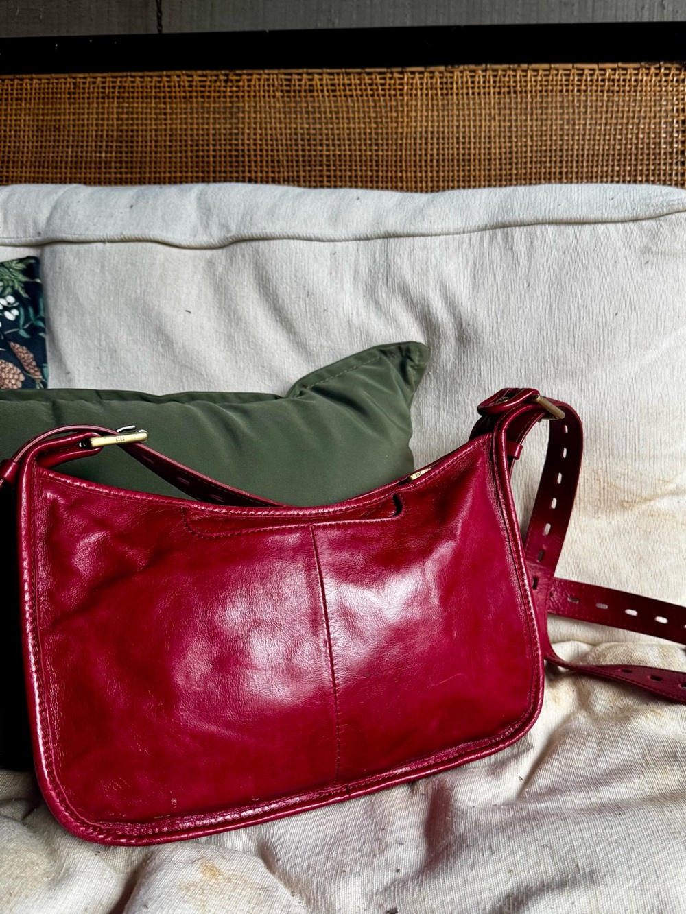 HOBO International Red Leather Shoulder Crossbody Bag